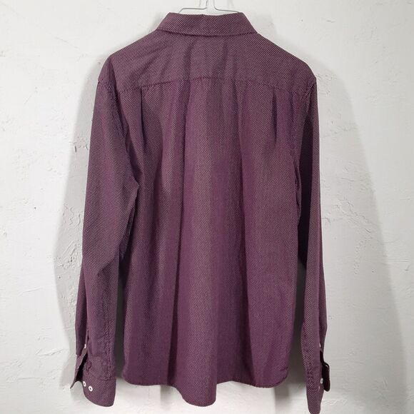 Denim & Flower Adult Mens L Large Maroon Button Up Long Sleeve - Picture 5 of 7